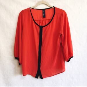 Blue Rain Coral and Blue Button Long Sleeve Top